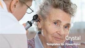  Presentation with exam - Audience pleasing PPT theme consisting of ostitis - doctor performing ear exam backdrop and a coral colored foreground