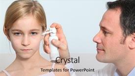  Presentation with infection - Presentation theme featuring ostitis - doctor treating little girl ear background and a lemonade colored foreground