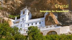 Presentation with monastery - Audience pleasing theme consisting of ostrog-monastery-montenegro-architecture-travel backdrop and a tawny brown colored foreground