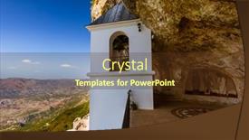  Presentation with monastery - Slides consisting of ostrog-monastery-montenegro-architecture-travel background and a tawny brown colored foreground