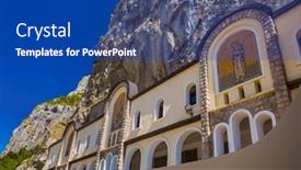  Presentation with monastery - Cool new presentation theme with ostrog-monastery-montenegro-architecture-travel backdrop and a ocean colored foreground