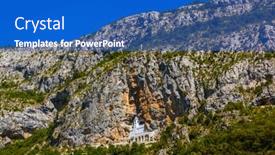  Presentation with monastery - Slide set featuring ostrog-monastery-montenegro-architecture-travel background and a cobalt blue colored foreground