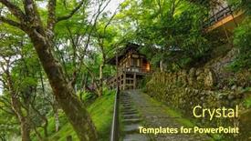  Presentation with kyoto - PPT layouts featuring otagi-nenbutsuji-temple-in-kyoto background and a tawny brown colored foreground