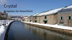  Presentation with hokkaido - Slides featuring otaru-canal-in-hokkaido-japan background and a teal colored foreground