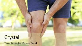  Presentation with leg pain - PPT theme having osteoarthritis - young man suffering from pain background and a soft green colored foreground