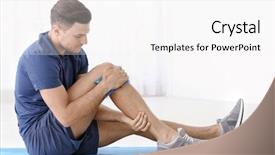  Presentation with leg pain - Theme consisting of osteoarthritis - young man suffering from pain background and a pink colored foreground