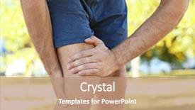  Presentation with leg pain - Slide deck featuring osteoarthritis - young man suffering from pain background and a coral colored foreground