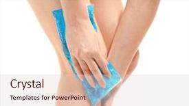  Presentation with lactation young woman breastfeeding - Amazing presentation theme having young woman applying cold compress to leg on white background backdrop and a lemonade colored foreground