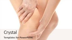  Presentation with leg pain - Presentation design featuring osteoarthritis - young woman suffering from leg background and a lemonade colored foreground