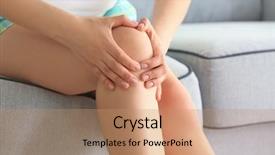  Presentation with leg pain - Audience pleasing PPT layouts consisting of young woman suffering from pain backdrop and a coral colored foreground