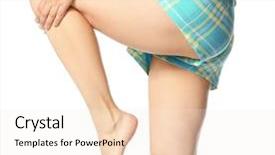  Presentation with leg pain - Amazing slide set having joint inflammation concept inflammation medical - young woman suffering from pain backdrop and a sky blue colored foreground