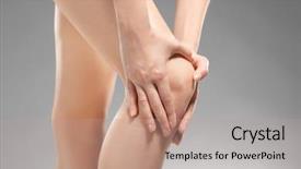  Presentation with pain - Audience pleasing PPT theme consisting of osteoarthritis - young woman suffering from pain backdrop and a coral colored foreground