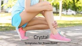  Presentation with leg pain - Slide deck with osteoarthritis - young woman suffering from pain background and a mint green colored foreground