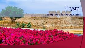  Presentation with famine ancient - Amazing slide deck having othello - landmarks of northen cyprus backdrop and a sky blue colored foreground