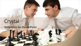  Presentation with two men on a judo - Presentation theme with other aggressively while playing chess background and a coral colored foreground