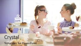  Presentation with women - Cool new PPT theme with other and eating red velvet backdrop and a coral colored foreground