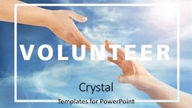  Presentation with volunteer - Colorful theme enhanced with other and text on sky backdrop and a light blue colored foreground