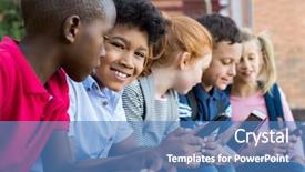  Presentation with school children - Presentation featuring other children while using cellphone background and a teal colored foreground