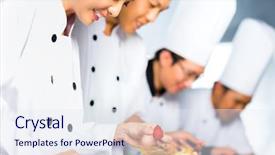  Presentation with hotel kitchen - Amazing presentation theme having other cooks in restaurant backdrop and a sky blue colored foreground