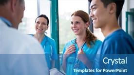  Presentation with safety interacting the public - Cool new slides with other in corridor at hospital backdrop and a ocean colored foreground