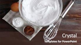  Presentation with egg - PPT layouts having whipped egg whites and other ingredients for cream on wooden table top view background and a tawny brown colored foreground
