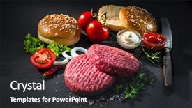  Presentation with beef - PPT theme having other ingredients for hamburger background and a dark gray colored foreground