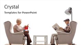  Presentation with knitting - Slide deck having other reading a newspaper background and a white colored foreground