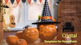  Presentation with happy halloween card - PPT theme with other symbols of a terrible background and a tawny brown colored foreground