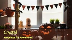  Presentation with happy halloween card - Slide deck having other symbols of a terrible background and a  colored foreground