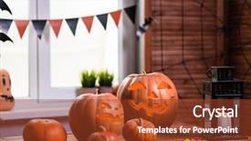  Presentation with happy halloween card - Slide deck consisting of other symbols of a terrible background and a  colored foreground