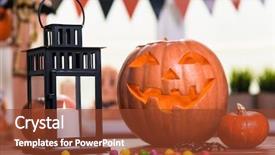  Presentation with happy halloween card - Colorful PPT theme enhanced with other symbols of a terrible backdrop and a tawny brown colored foreground