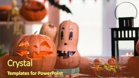  Presentation with happy halloween card - PPT theme enhanced with other symbols of a terrible background and a  colored foreground