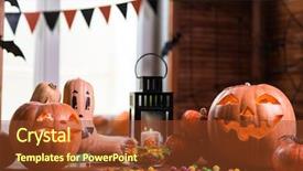  Presentation with happy halloween card - Colorful theme enhanced with other symbols of a terrible backdrop and a  colored foreground