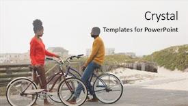  Presentation with ethnic - PPT theme featuring other while holding bicycle next background and a white colored foreground