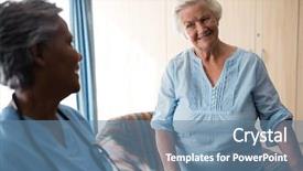  Presentation with elderly woman in nursing - Colorful PPT theme enhanced with other while standing in nursing backdrop and a seafoam green colored foreground