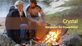  Presentation with campfire - Theme consisting of other white sitting by campfire background and a tawny brown colored foreground