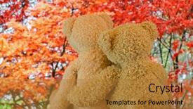  Presentation with autumn wood - Presentation enhanced with other with blurred red japanese background and a gold colored foreground