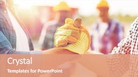  Presentation with construction - PPT layouts featuring other with handshake on construction background and a coral colored foreground