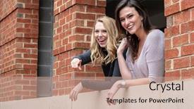  Presentation with company - Slide set featuring others company on a fall background and a coral colored foreground