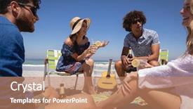  Presentation with multi ethnic group - Presentation theme featuring others while they drinking cocktail background and a  colored foreground