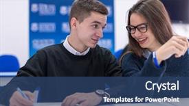  Presentation with helping others two hands woman - Colorful PPT theme enhanced with others working on a project backdrop and a  colored foreground