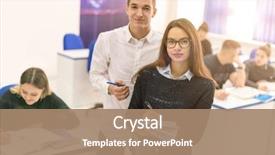  Presentation with writing notes - Cool new slides with others working on a project backdrop and a coral colored foreground