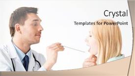  Presentation with otolaryngology - PPT theme featuring otolaryngology - bright picture of male doctor background and a white colored foreground