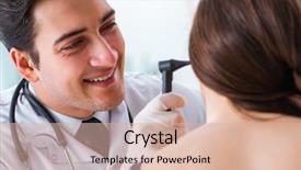  Presentation with ear medical - Presentation theme with otolaryngology - doctor checking patients ear background and a lemonade colored foreground