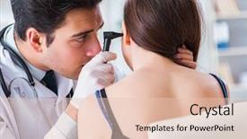  Presentation with medical ear - Cool new slide deck with otolaryngology - doctor checking patients ear backdrop and a lemonade colored foreground