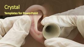  Presentation with investigation - Cool new theme with otolaryngology - ear-funnel for patients deafness investigation backdrop and a tawny brown colored foreground