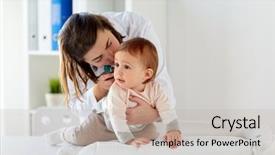  Presentation with otolaryngology - Presentation design with otolaryngology - medicine healthcare pediatry and people background and a mint green colored foreground