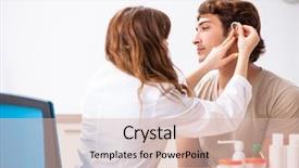  Presentation with otolaryngology - Cool new theme with otolaryngology - patient with hearing problem visiting backdrop and a lemonade colored foreground