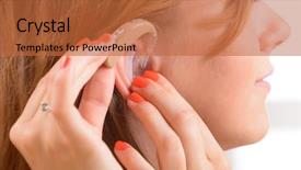  Presentation with deaf - Colorful presentation enhanced with otolaryngology - putting on a deaf aid backdrop and a red colored foreground