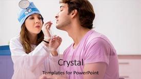  Presentation with otolaryngology - PPT layouts having otolaryngology - young handsome man visiting young background and a coral colored foreground